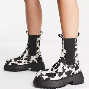EGO Cow print chunky boots
